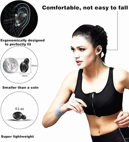 TWS Wireless Earbuds,True Wireless Bluetooth 5.0 Earbuds Built-In Microphone,Ipx5 Waterproof,Stereo Bass Noise Cancelling Earphones Headset with Charging Case