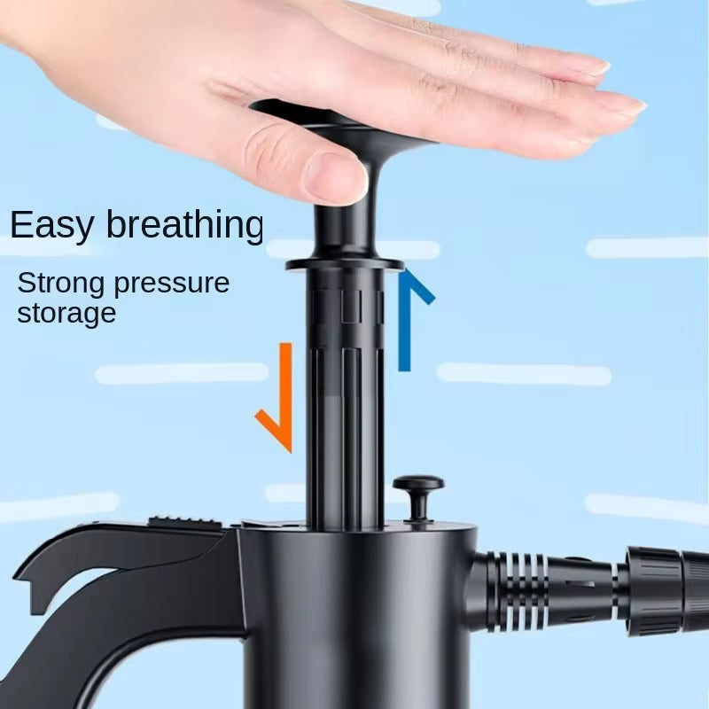 2L Hand Pump Foam Sprayer with 3 Types of Nozzle Hand Pneumatic Foam Cannon Snow Foam Car Wash Spray Bottle Car Window Cleaning